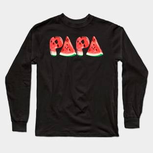 Watermelon Papa T-Shirt Funny Father_s Day Gift Shirt Long Sleeve T-Shirt